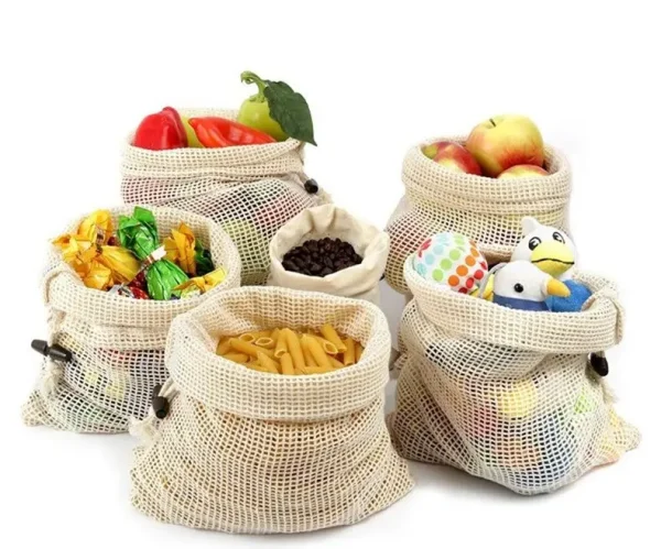 Reusabe Cotton Pouches Mesh Bag For Fruit Storage (1)